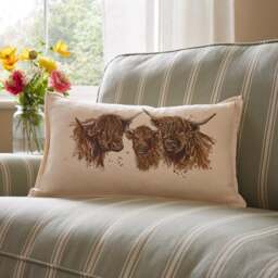 Highland Cow Cotton Rectangle Cushion - thumbnail 1