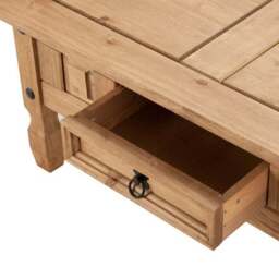 Corona Coffee Table with Drawer, Pine - thumbnail 3