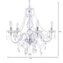 Marie Therese Chrome Integrated LED 5 Light Chandelier - thumbnail 6