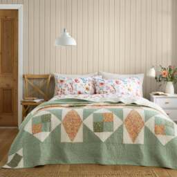 Rene Real Patchwork 100% Cotton Quilted Bedspread
