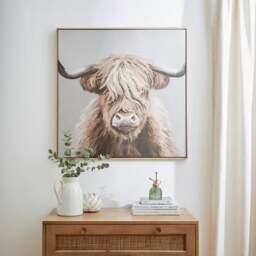 Highland Cow Framed Canvas - thumbnail 1