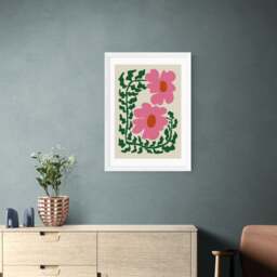 East End Prints Fun Fern And Pink Poppy Print by Miho Art Studio - thumbnail 1