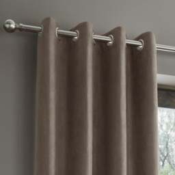 Catherine Lansfield Faux Suede Eyelet Curtains - thumbnail 1