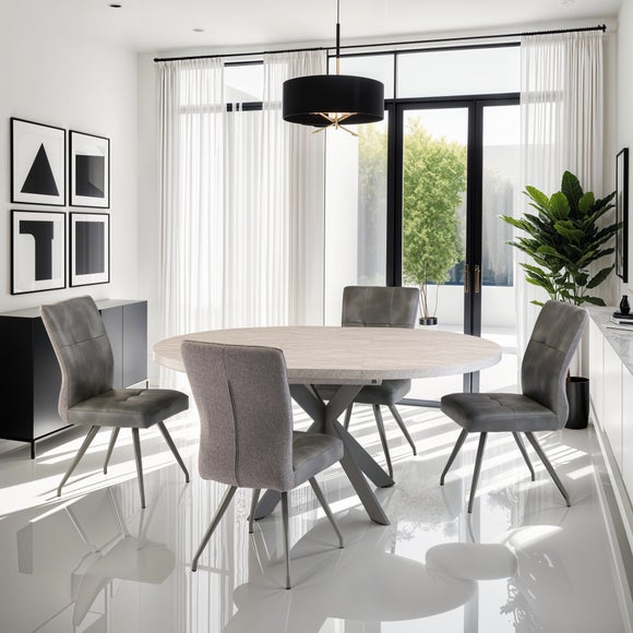 Rimini Round to Oval 4-6 Seater Extendable Dining Table, Grey - image 1