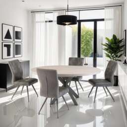 Rimini Round to Oval 4-6 Seater Extendable Dining Table, Grey
