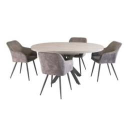 Rimini Round to Oval 4-6 Seater Extendable Dining Table, Grey - thumbnail 4