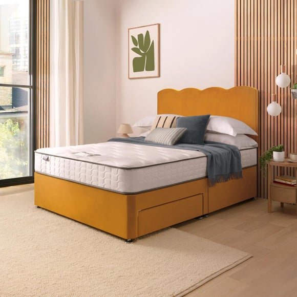 Silentnight Divan Bed With Wave Velvet Headboard and 800 Pocket Sprung Mattress - image 1