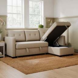 Barker Flatweave Trundle Corner Chaise Sofa Bed - thumbnail 3