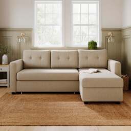 Barker Flatweave Trundle Corner Chaise Sofa Bed - thumbnail 1
