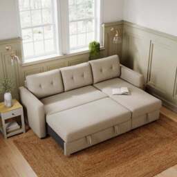 Barker Flatweave Trundle Corner Chaise Sofa Bed - thumbnail 4