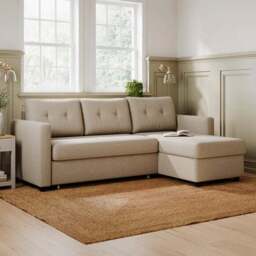 Barker Flatweave Trundle Corner Chaise Sofa Bed - thumbnail 2