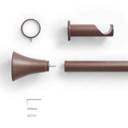 Flush Trumpet Fixed Metal Curtain Pole with Rings - thumbnail 2
