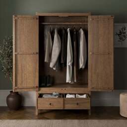 Portland Double Wardrobe, Mango Wood - thumbnail 2