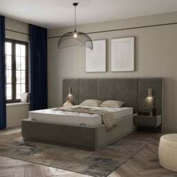 Oversized Ottoman Hotel Bed Frame, Velvet - thumbnail 1