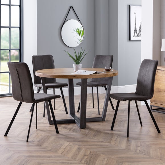 Brooklyn 4 Seater Round Dining Table with 4 Monroe Chairs, Solid Oak - image 1
