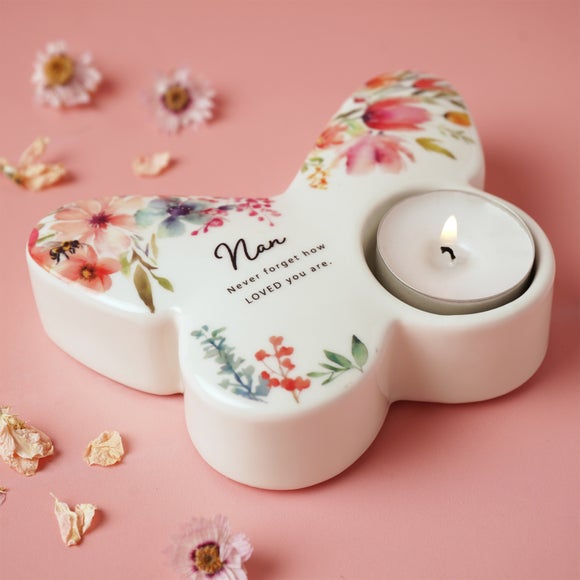 The Cottage Garden Floral Butterfly Ceramic Tealight Holder - image 1