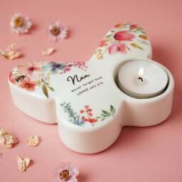 The Cottage Garden Floral Butterfly Ceramic Tealight Holder