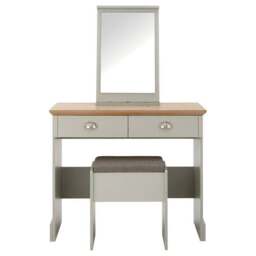 Kendal 2 Drawer Dressing Table Set with Mirror, Grey - thumbnail 2