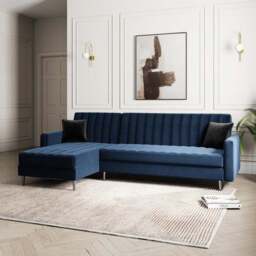 Kendall Quilted Velvet Clic Clac Storage Corner Sofa Bed - thumbnail 2