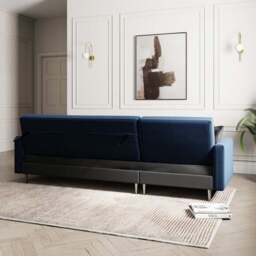 Kendall Quilted Velvet Clic Clac Storage Corner Sofa Bed - thumbnail 3