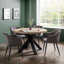 Berwick 4 Seater Round Dining Table with 4 Hobart Chairs