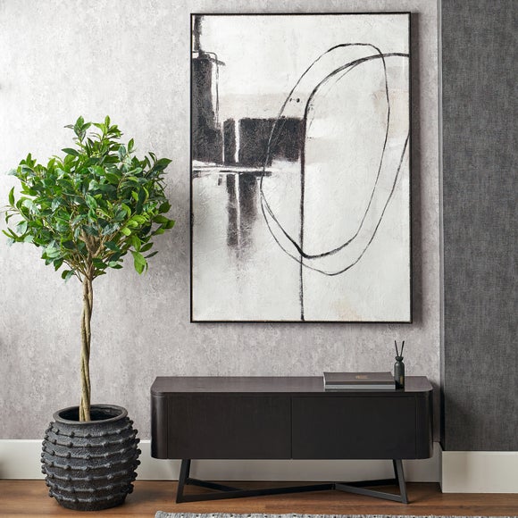 Monochrome Abstract Black Framed Canvas - image 1