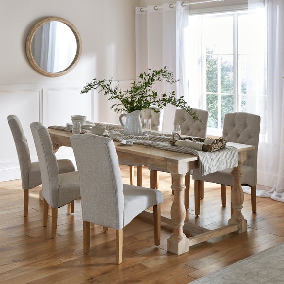 Bridget 6-8 Seater Rectangular Extendable Dining Table, Whitewash Mango Wood - image 1