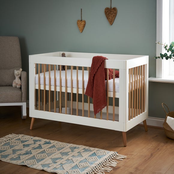 Obaby Maya Mini Cot Bed, White & Natural Pine - image 1