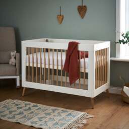 Obaby Maya Mini Cot Bed, White & Natural Pine - thumbnail 1