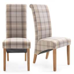 Set of 2 Chester Dining Chairs, Woven Check Fabric - thumbnail 1