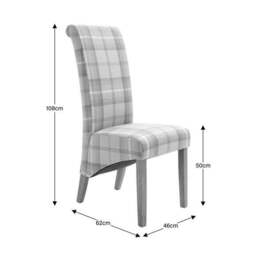 Set of 2 Chester Dining Chairs, Woven Check Fabric - thumbnail 6