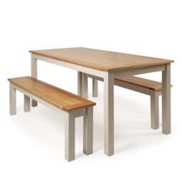 Clifford 6 Seater Large Rectangular Dining Table with 2 Benches, Pine - thumbnail 4