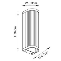 Vogue Hadley 2 Light Ribbed Wall Light - thumbnail 6