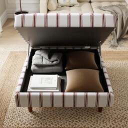 Zoe Folkstone Stripe Square Storage Footstool - thumbnail 3