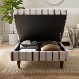 Zoe Folkstone Stripe Square Storage Footstool - thumbnail 2