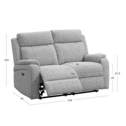 Bilston Leather 2 Seater Power Reclining Sofa - thumbnail 3