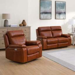 Bilston Leather 2 Seater Power Reclining Sofa - thumbnail 2