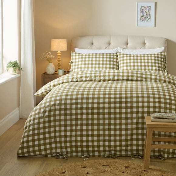 Gingham Polycotton Duvet Cover & Pillowcase Set - image 1