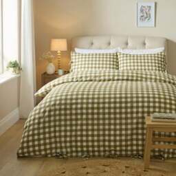 Gingham Polycotton Duvet Cover & Pillowcase Set - thumbnail 1