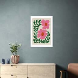 East End Prints Fun Fern And Pink Poppy Print by Miho Art Studio - thumbnail 1