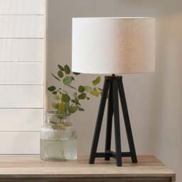Whitby Wood Tapered 4 Post Linen Table Lamp - thumbnail 1