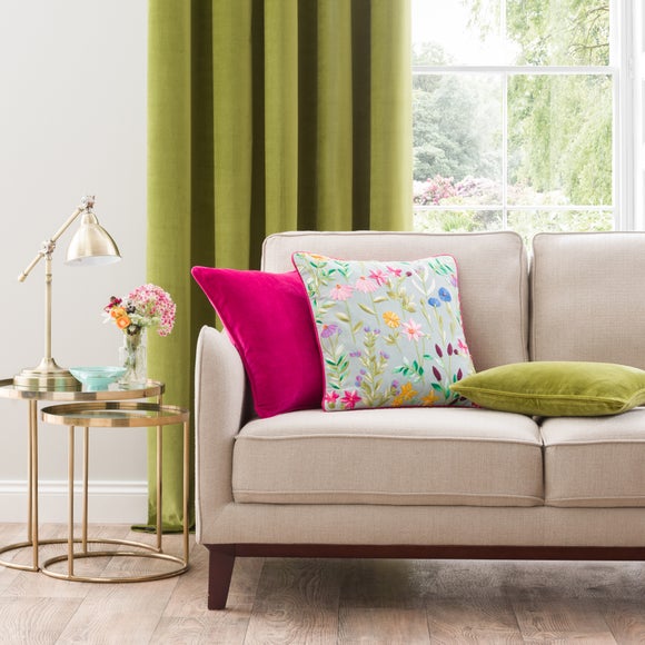 Embroidered Floral Meadow Cushion