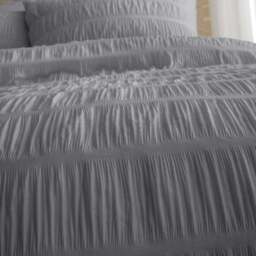 Catherine Lansfield Seersucker Reversible Duvet Cover & Pillowcase Set - thumbnail 4