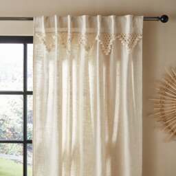 Macrame Border Hidden Tab Top Voile Panel - thumbnail 1