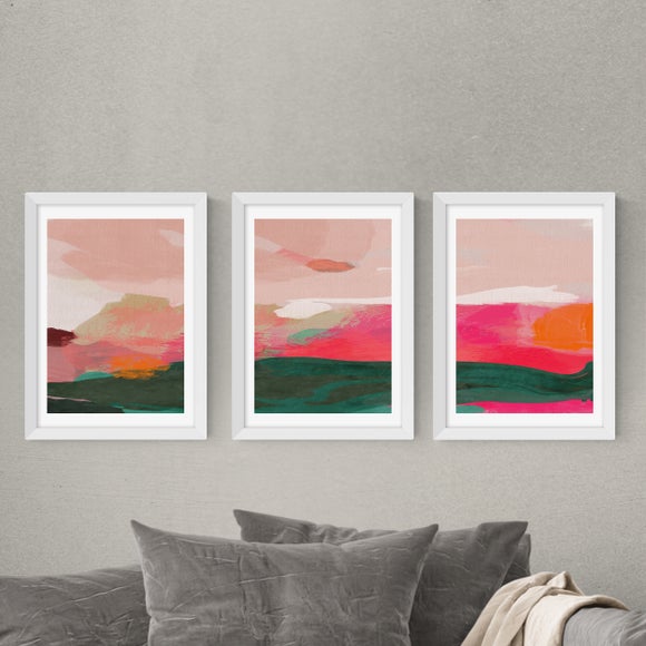 Set of 3 East End Prints Green & Pink Abstract Gallery Wall Framed Prints - image 1