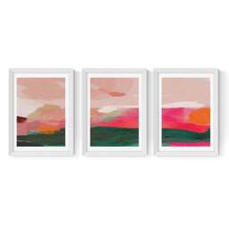 Set of 3 East End Prints Green & Pink Abstract Gallery Wall Framed Prints - thumbnail 2
