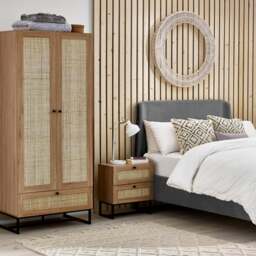 Hollis Double 1 Drawer Wardrobe, Oak - thumbnail 1