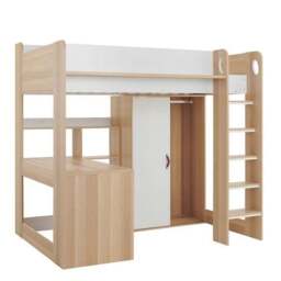 Ava High Sleeper Bed Frame With Desk Wardrobe And Storage Natural - thumbnail 6