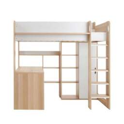 Ava High Sleeper Bed Frame With Desk Wardrobe And Storage Natural - thumbnail 4