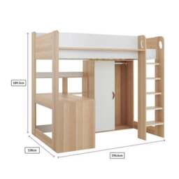 Ava High Sleeper Bed Frame With Desk Wardrobe And Storage Natural - thumbnail 5